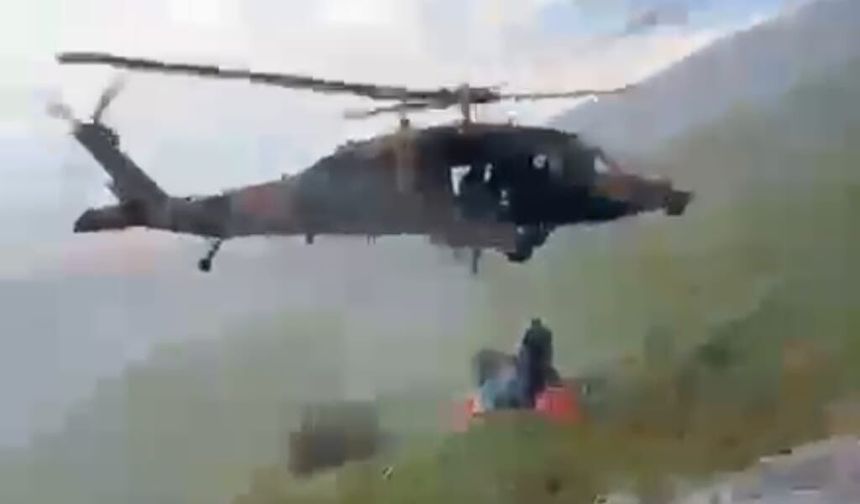 Malatya'da dağlık alanda kalp krizi geçiren vatandaş askeri helikopterle kurtarıldı