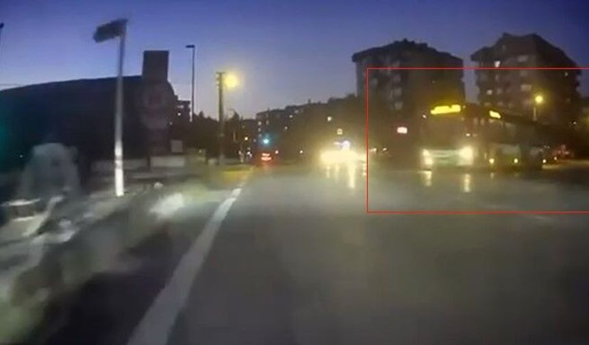 Kırmızı ışıkta geçen otobüs şoförünün ehliyetine el konuldu