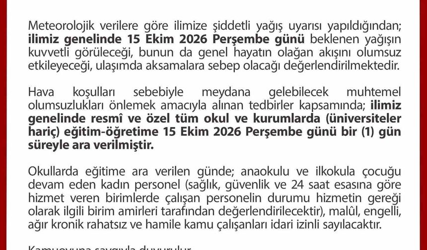 Düzce'de eğitime sağanak yağış engeli