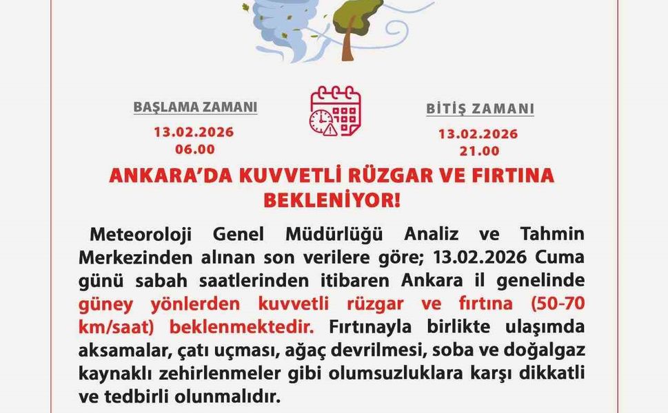 Ankara için fırtına uyarısı