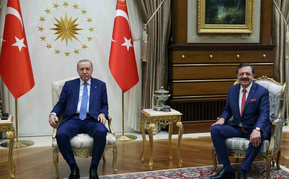 Cumhurbaşkanı Erdoğan, TOBB Başkanı Hisarcıklıoğlu'nu kabul etti