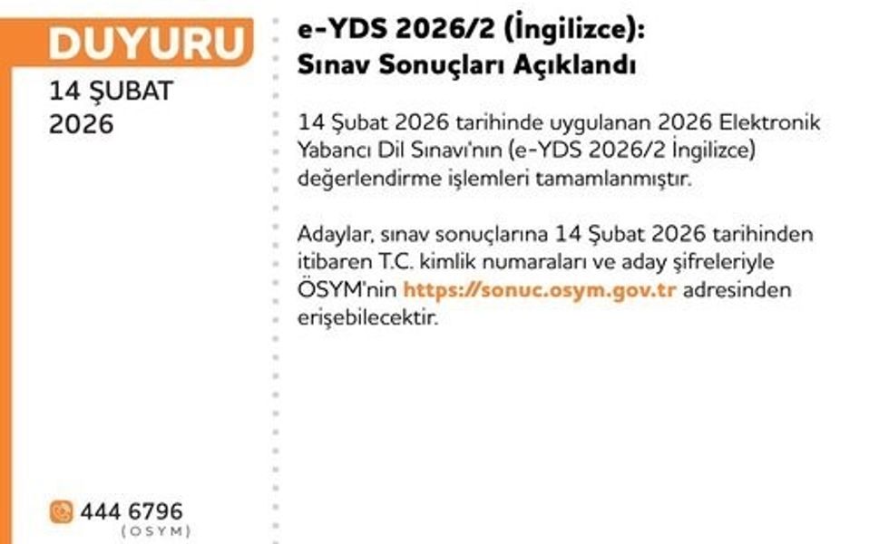 YDS 2026/2 sonuçları açıklandı