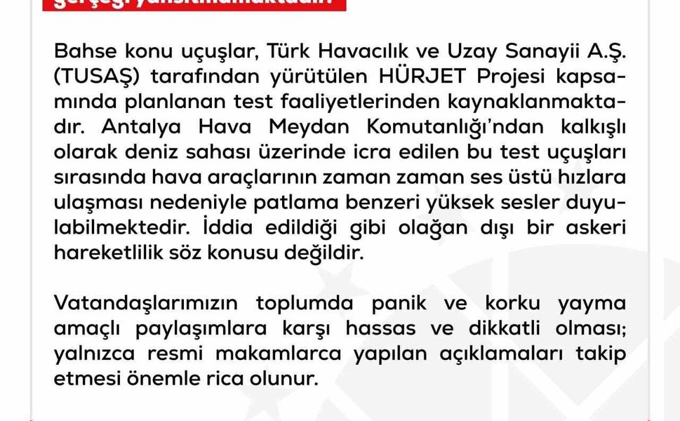DMM'den 'Antalya'da Türk F-16 savaş uçaklarının yoğun uçuş yaptığı' iddiasına yalanlama