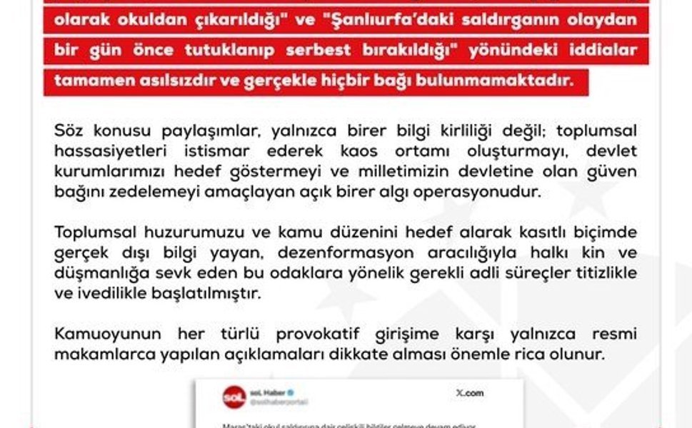 DMM'den Kahramanmaraş ve Şanlıurfa'daki saldırılarla ilgili dezenformasyon uyarısı