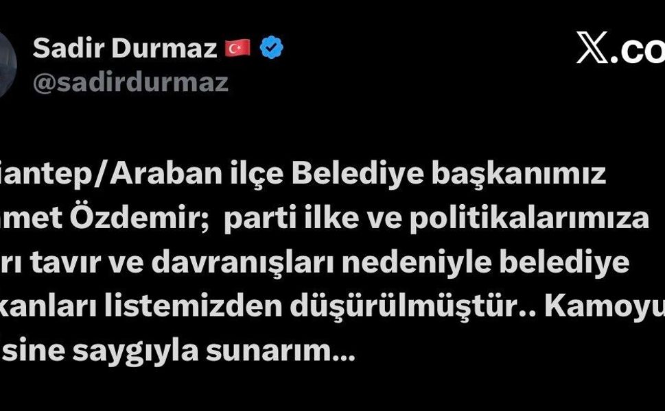 MHP, Araban Belediye Başkanını parti listesinden düşürdü