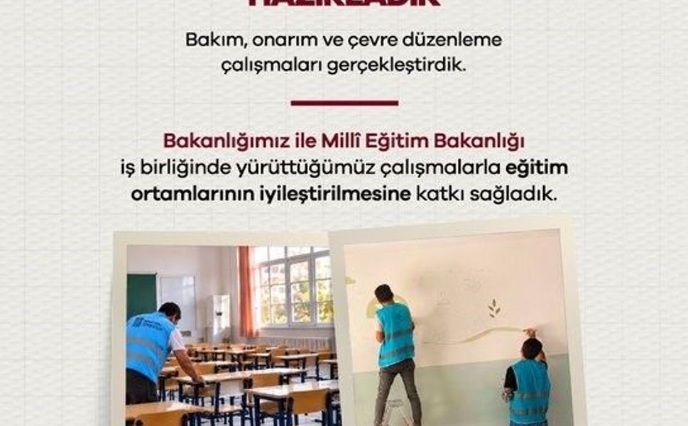 Denetimli serbestlik yükümlüleri ülke genelinde 2 bin 779 okulda bakım çalışmalarını tamamlandı