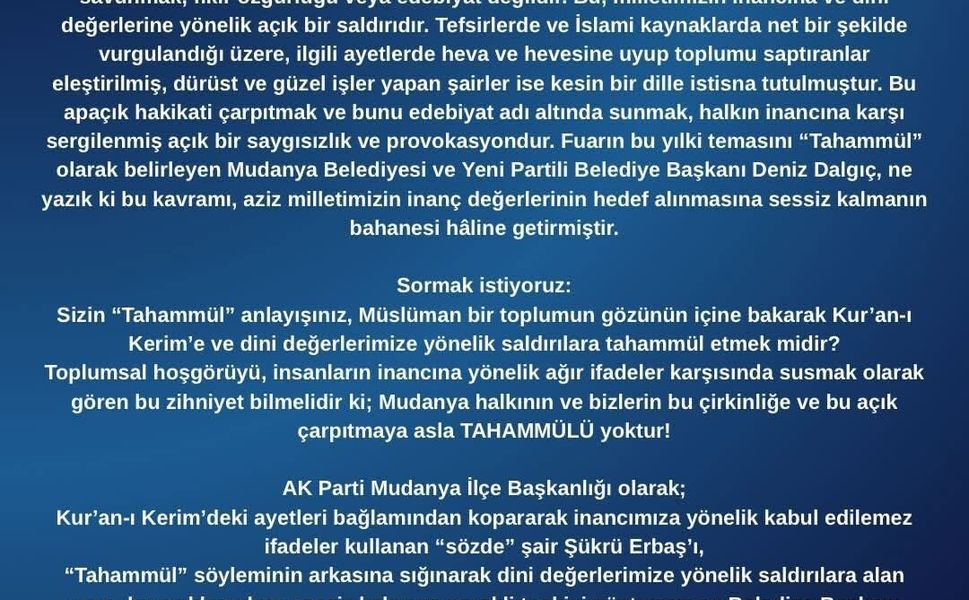 'Şuara Suresi'yle ilgili açıklamaları nedeniyle Şükrü Erbaş ile Başkan Dalgıç'a büyük tepki