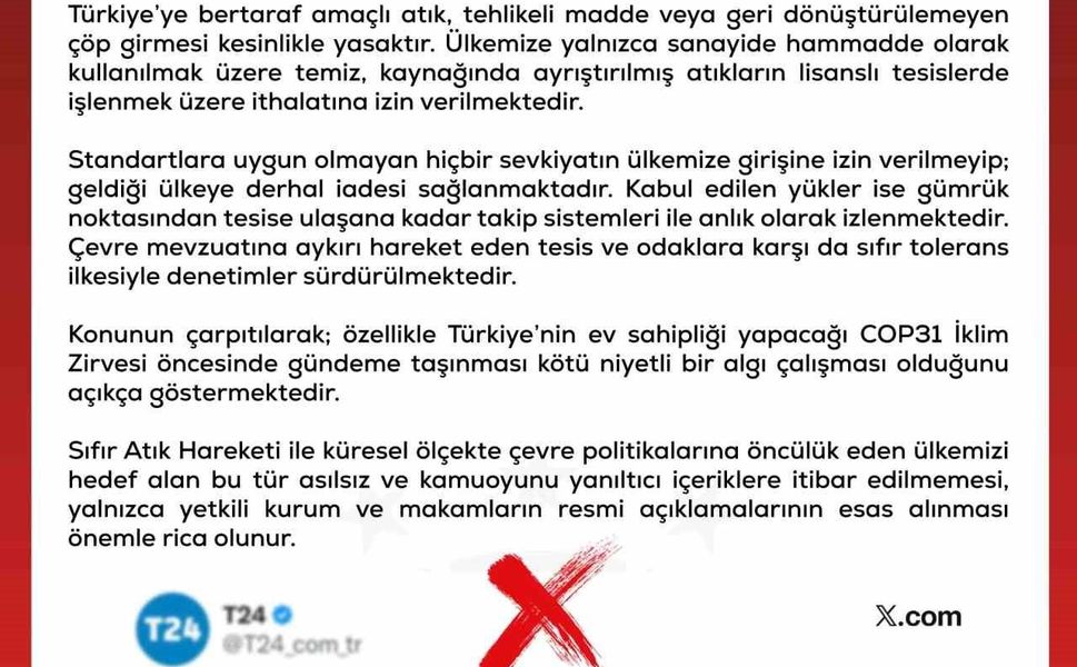 DMM: ''Avrupa çöpünü Türkiye'ye döküyor' yönündeki paylaşımlar manipülasyon içermektedir'