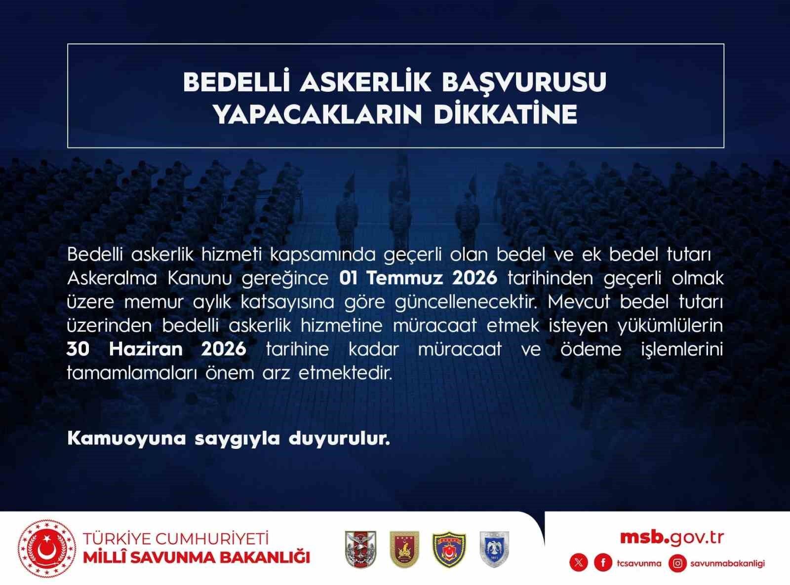 Bedelli askerlik tutarı 1 Temmuz tarihinde memur aylık katsayısına göre güncelleniyor