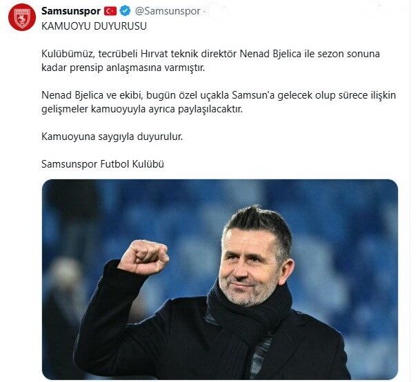 Samsunspor, Nenad Bjelica ile prensip anlaşmasına vardı