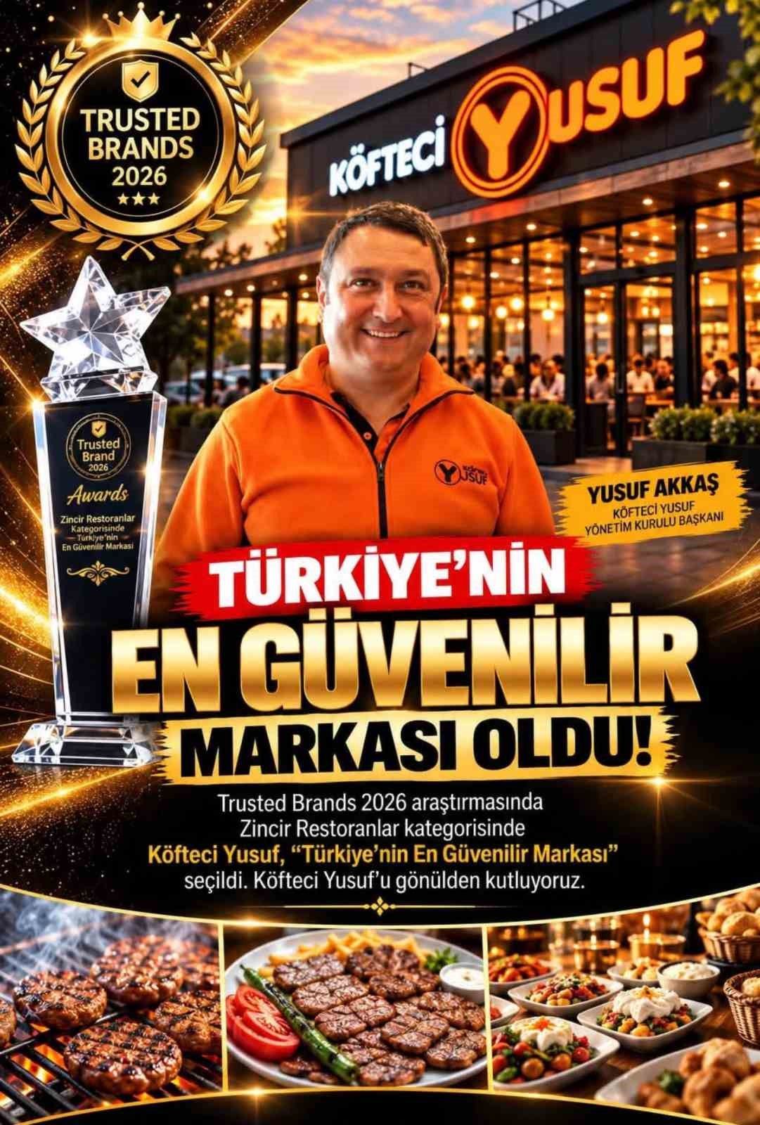 Türkiye'nin en güvenilir restoran markası Köfteci Yusuf oldu